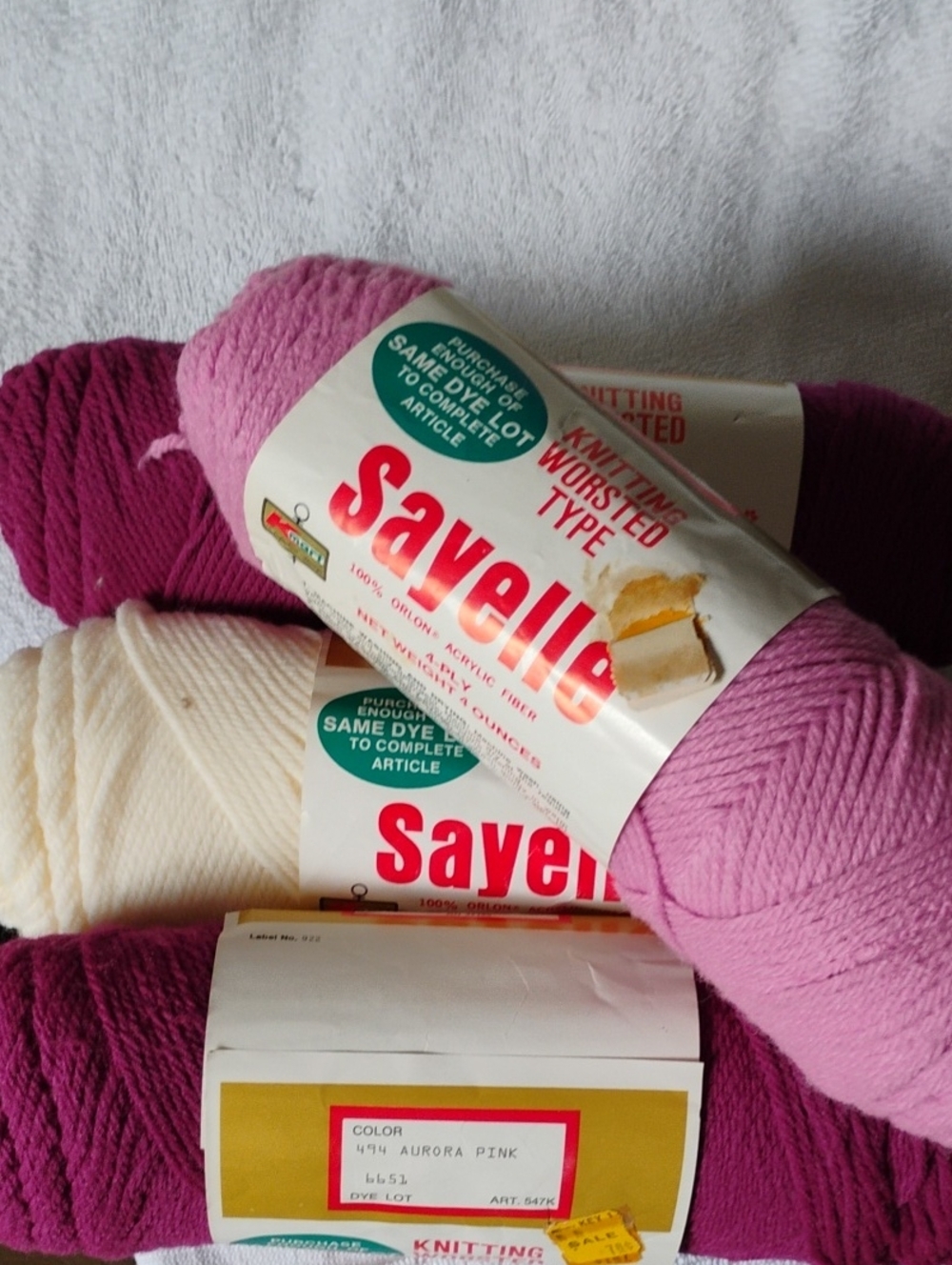 Sayelle Aurora Pink and Cream Knitting Yarn Bundle 4